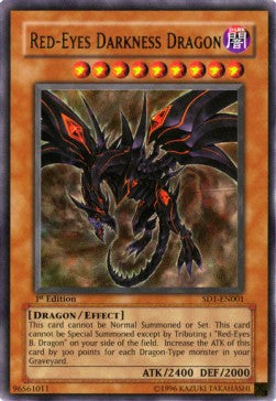Rotäugiger Finsterer Drache SD1-001 Ultra Rare Played Deutsch 1. Auflage