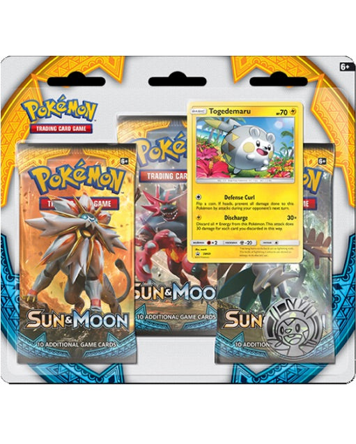 Pokémon Sun and Moon - 3 Pack Booster + Togedemaru Promo + Coin - englisch