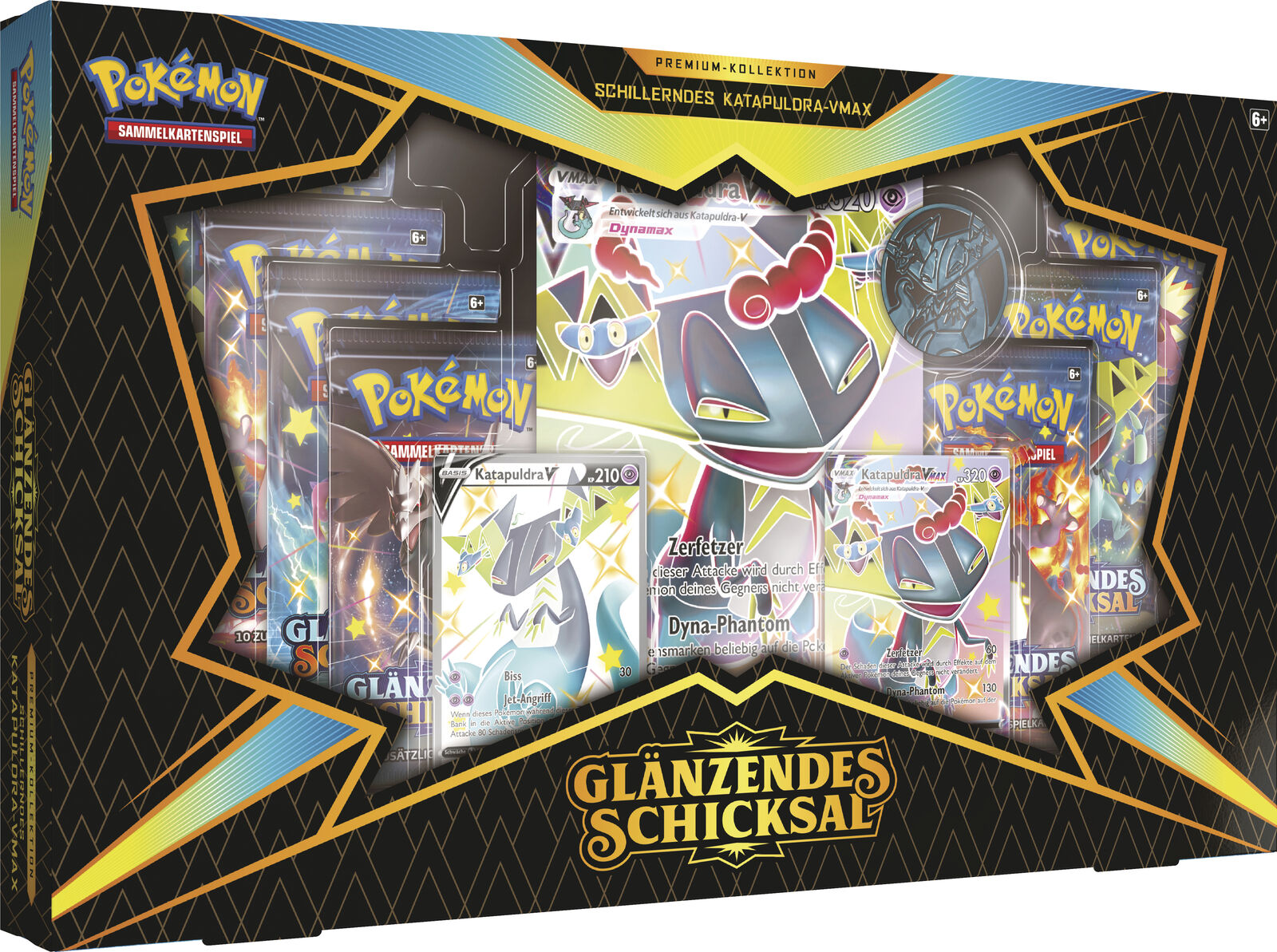 Pokémon SWSH4.5 Glänzendes Schicksal - Premium Box Schillerndes Katapuldra-VMAX deutsch