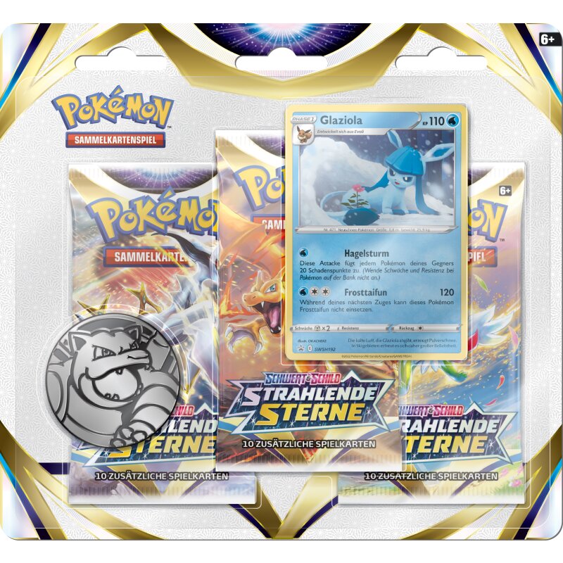 Pokémon - Schwert und Schild Strahlende Sterne - 3-Pack Blister - Glaziola - deutsch