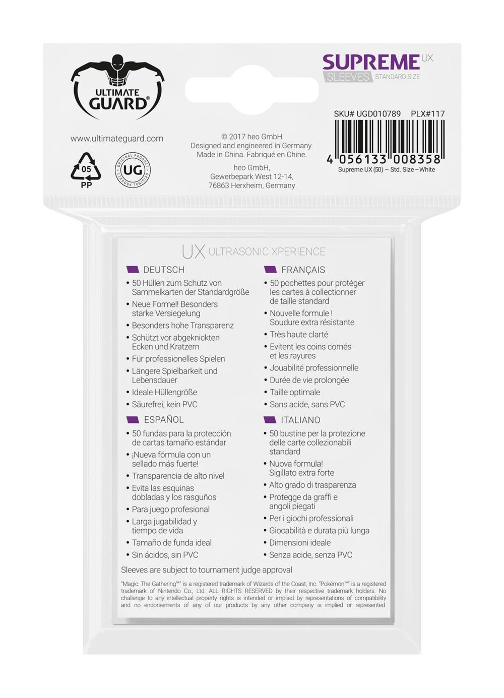 Ultimate Guard Supreme UX Sleeves Standardgröße Weiß (50)