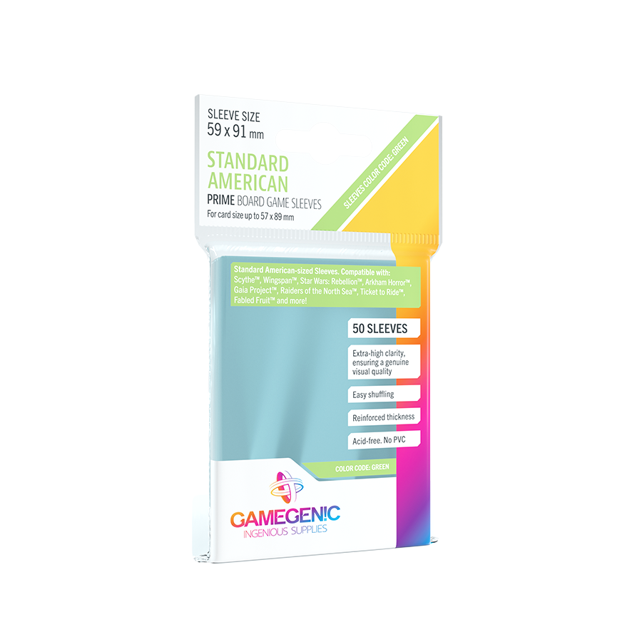 PRIME Standard American-Sized Boardgame Sleeves Clear (50)