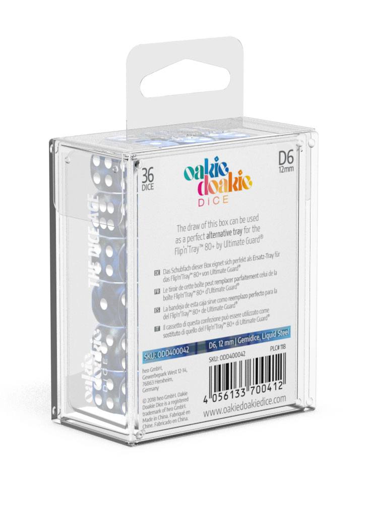 Oakie Doakie Dice W6 Würfel 12 mm Gemidice - Liquid Steel (36)
