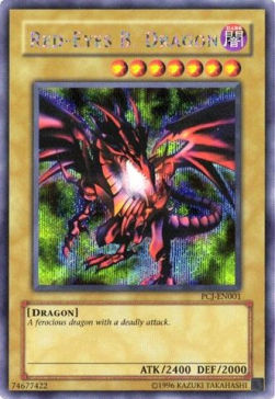 Rotäugiger schwarzer Drache PCJ-001 Secret Rare Excellent Deutsch