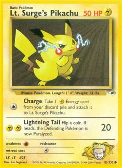 Lt. Surge's Pikachu GH-81 Common Excellent Englisch