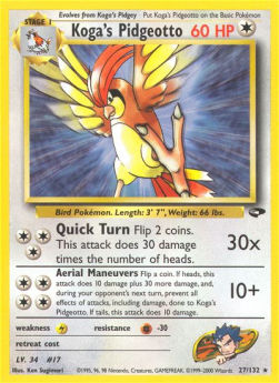 Koga's Pidgeotto GC-27 Rare Poor Englisch