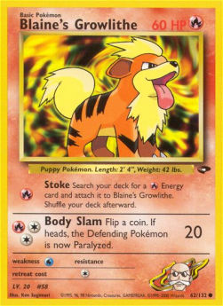 Blaine's Growlithe GC-62 Common Played Englisch