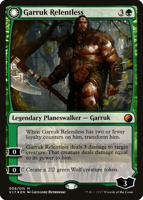 Garruk der Unbarmherzige / Garruk der Schleierverfluchte V17-9 Mythic Excellent Englisch Foil