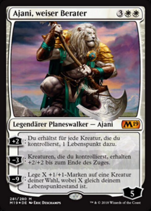 Ajani, weiser Berater M19-281 Mythic Excellent Deutsch Foil