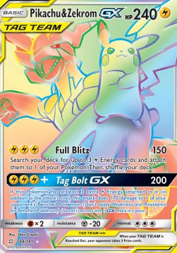 Pikachu & Zekrom GX TEU-184 Secret Rare Excellent Deutsch