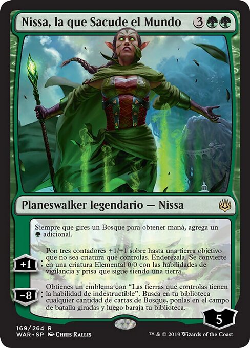 Nissa, Who Shakes the World WAR-169 Rare Played Spanisch