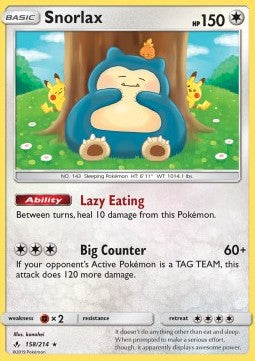 Snorlax UNB-158 Holo Rare Near Mint Englisch Reverse Holo