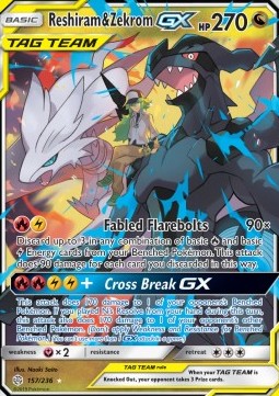 Reshiram & Zekrom GX CEC-157 Ultra Rare Light Played Deutsch