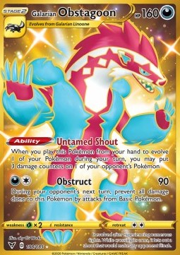 Galarian Obstagoon VIV-198 Secret Rare Near Mint Englisch