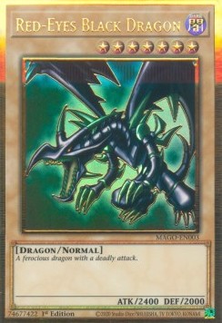 Rotäugiger schwarzer Drache MAGO-003 Premium Gold Rare Light Played Deutsch 1. Auflage