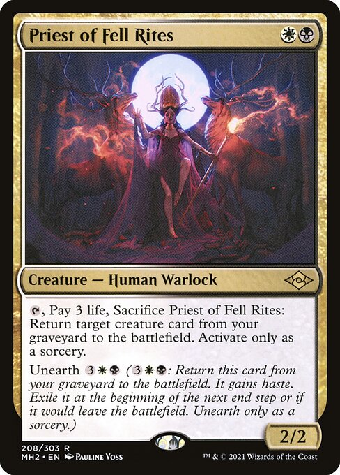 Priest of Fell Rites MH2-208 Rare Near Mint Englisch Foil