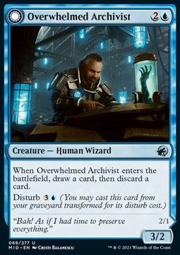 Overwhelmed Archivist // Archive Haunt MID-68 Uncommon Near Mint Deutsch Foil