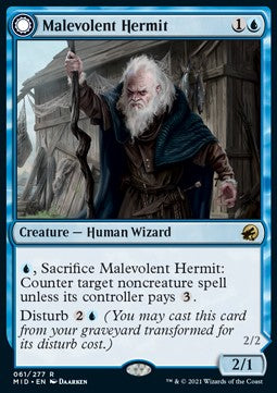 Malevolent Hermit // Benevolent Geist MID-61 Rare Near Mint Englisch
