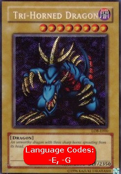 Tri-Horned Dragon LOB-000 Secret Rare Light Played Englisch 1. Auflage