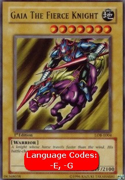 Gaia, zorniger Ritter (V.1) LOB-004 Ultra Rare Light Played Deutsch 1. Auflage