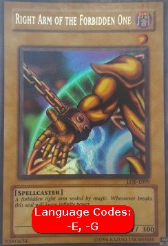 Rechter Arm der Verbotenen (V.1) LOB-099 Ultra Rare Light Played Deutsch