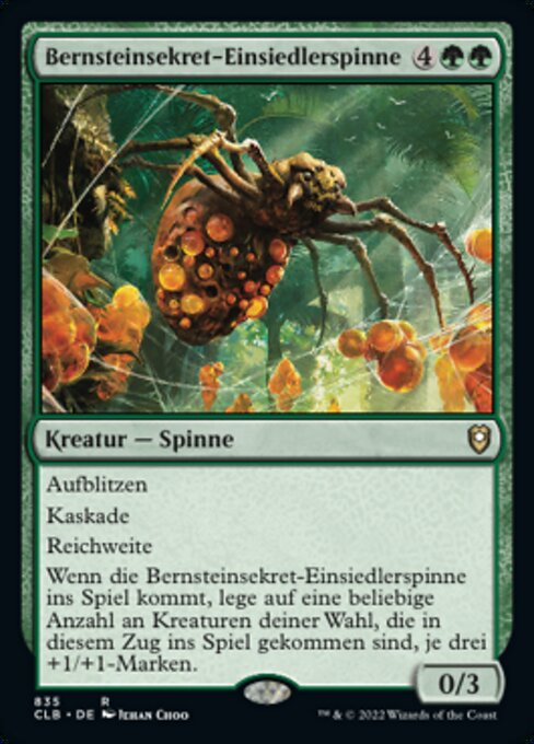 Bernsteinsekret-Einsiedlerspinne XCLB-835 Rare Near Mint Deutsch