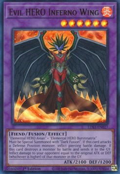 Böser HELD Inferno Wing (V.1) LDS3-027 Ultra Rare Near Mint Deutsch 1. Auflage