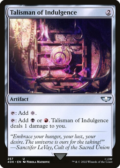 Talisman of Indulgence 40K-257 Uncommon Near Mint Englisch