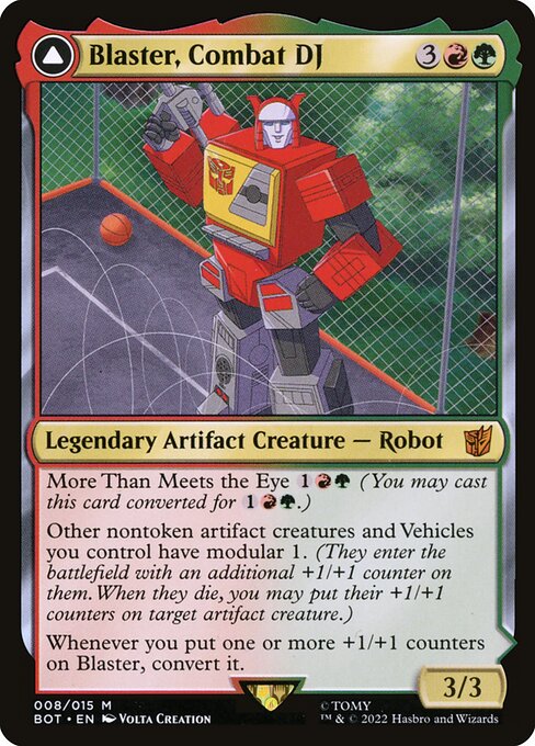 Blaster, Combat DJ // Blaster, Morale Booster (V.1) BOT-8 Mythic Excellent Deutsch