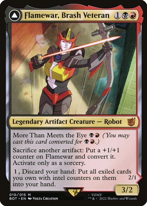 Flamewar, Brash Veteran // Flamewar, Streetwise Operative (V.1) BOT-10 Mythic Near Mint Deutsch Foil