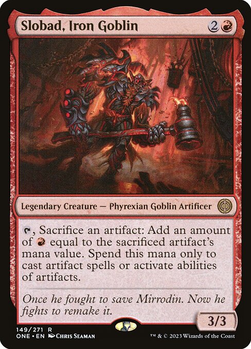 Slobad, Iron Goblin ONE-149 Rare Light Played Englisch