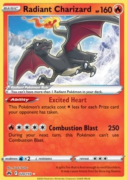 Radiant Charizard CRZ-020 Ultra Rare Near Mint Englisch
