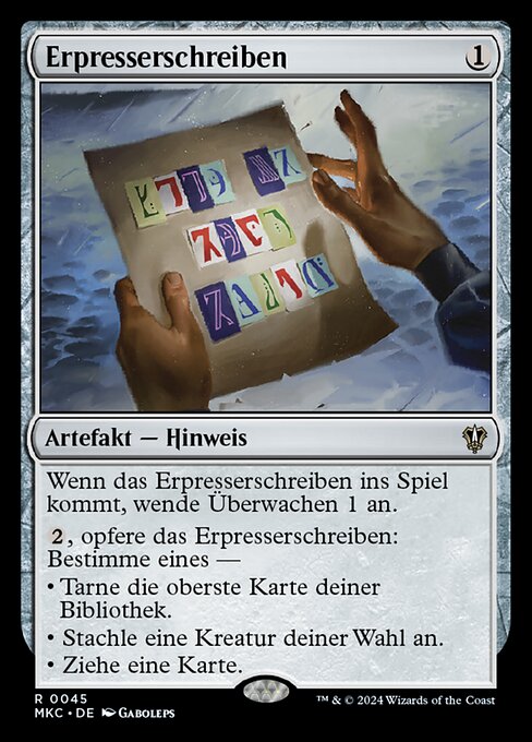 Erpresserschreiben (V.1) MKC-45 Rare Near Mint Deutsch