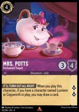 Mrs. Potts - Enchanted Teapot 4URS-52 Rare Near Mint Deutsch Foil
