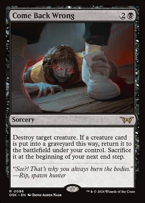 Come Back Wrong DSK-86 Rare Near Mint Englisch