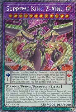 Oberster König Z-ARC (V.1) RA04-284 Platinum Secret Rare Boosterfrisch Deutsch 1. Auflage