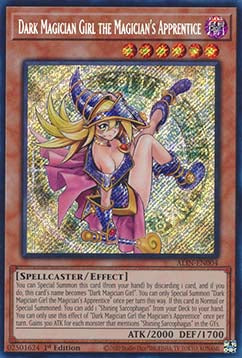 Dunkles Magier-Mädchen, Lehrling des Magiers (V.1) ALIN-004 Secret Rare Near Mint Deutsch 1. Auflage