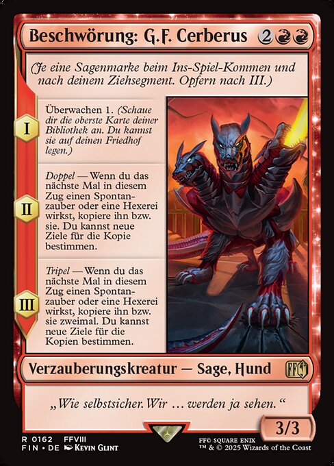 Summon: G.F. Cerberus FIN-162 Rare Near Mint Deutsch Foil