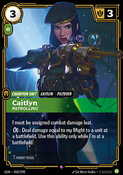 Caitlyn, Patrolling OGN-068 Rare Near Mint Englisch Foil