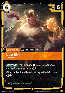 Lee Sin, Centered (V.2) OGN-151a Showcase Near Mint Englisch Foil