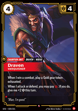 Draven, Vanquisher SFD-020 Rare Excellent Englisch Foil