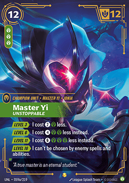 Master Yi, Unstoppable UNL-059a Showcase Near Mint Englisch Foil