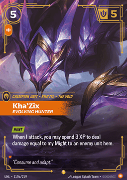 Kha'Zix, Evolving Hunter UNL-119a Showcase Near Mint Englisch Foil