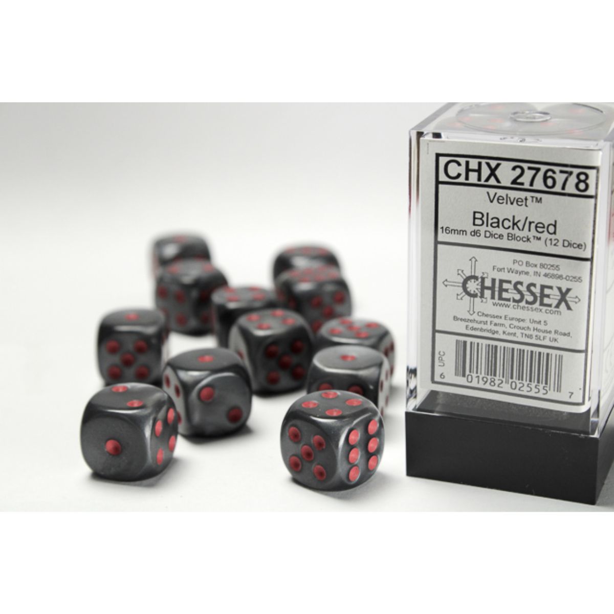 Chessex  16mm D6-Würfel-Set (12) Gemini / Schwarz-Rot/Gold