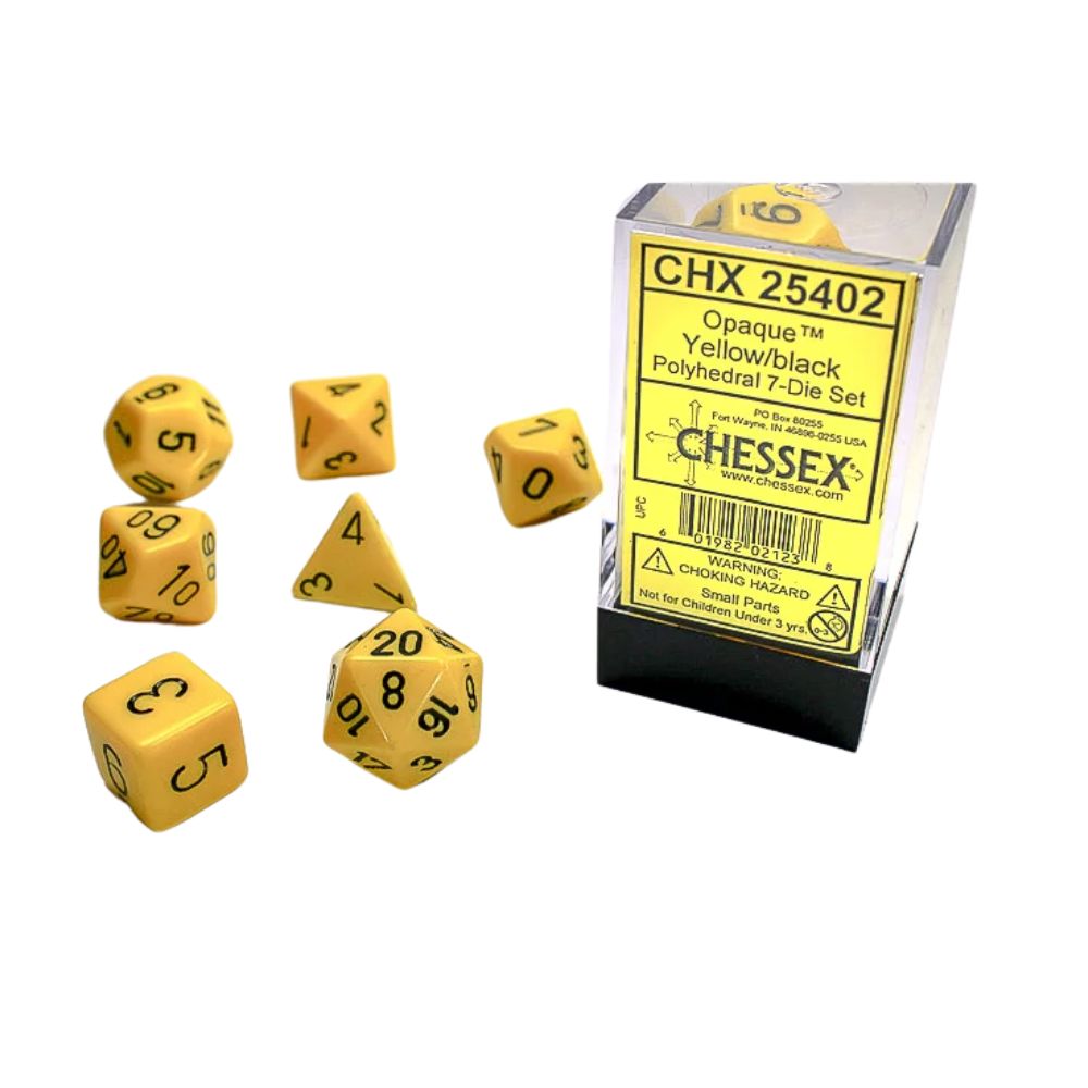 Chessex Polyhedral 7 Die Würfel-Set Opaque Gelb/Schwarz