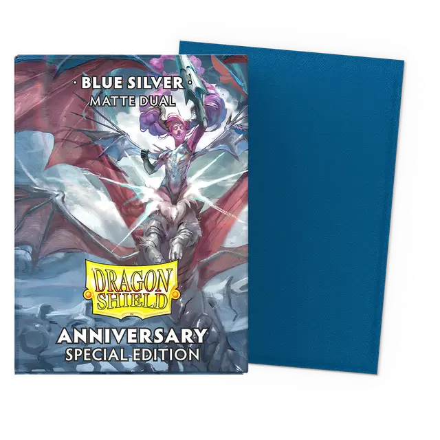 Dragon Shield Standard Size Dual Matte Sleeves - Anniversary Special Edition Blue Silver (100 Sleeves)