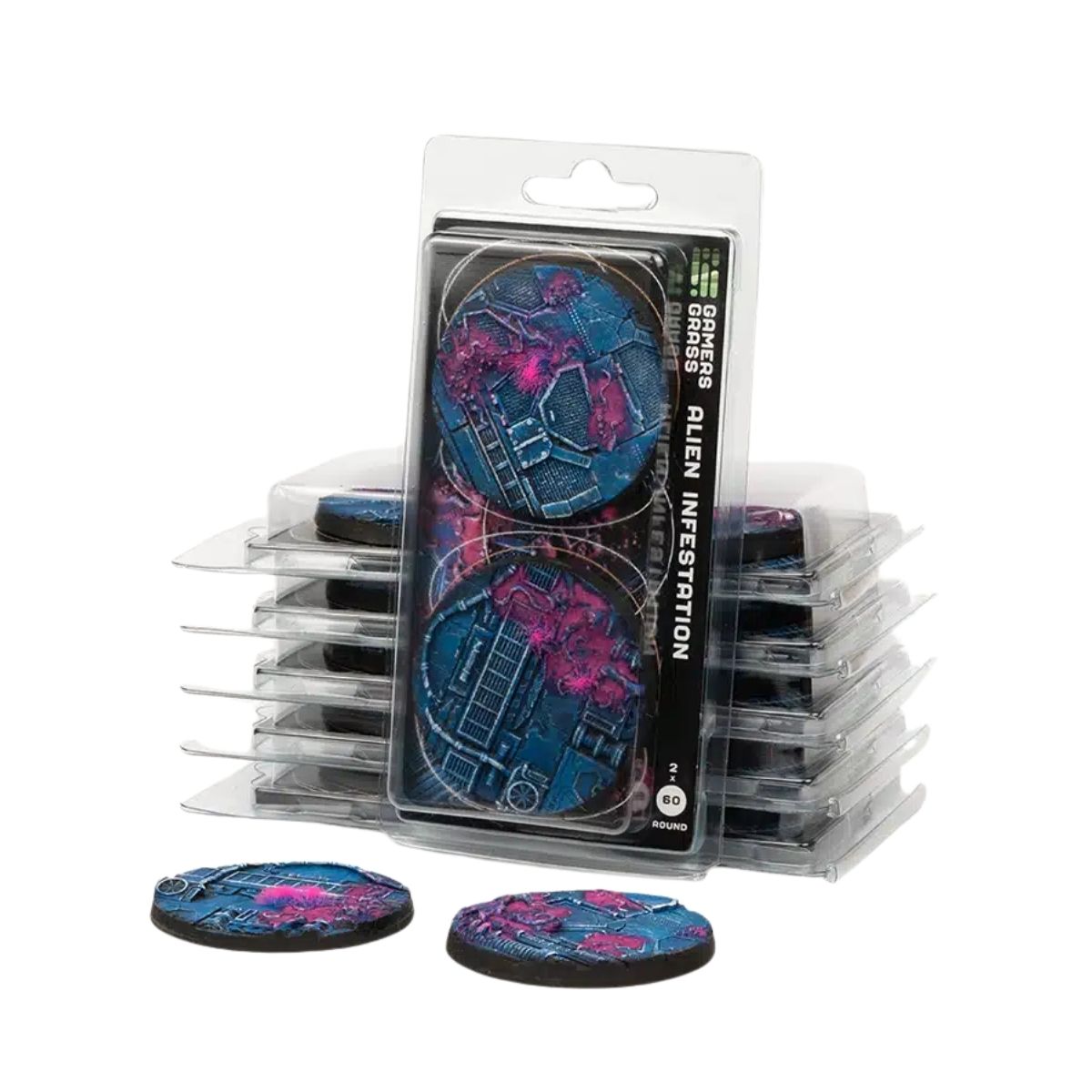 Gamers Grass Alien Infestation Bases, Round 60mm (x2)