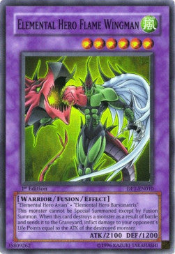 Elementar-HELD Flammenflügelmann DP1-010 Super Rare Light Played Deutsch