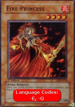 Feuerprinzessin (V.1) LON-034 Super Rare Light Played Deutsch 1. Auflage