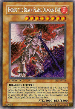 Horus, der Schwarzflammendrache LV8 EEN-SE1 Secret Rare Poor Deutsch